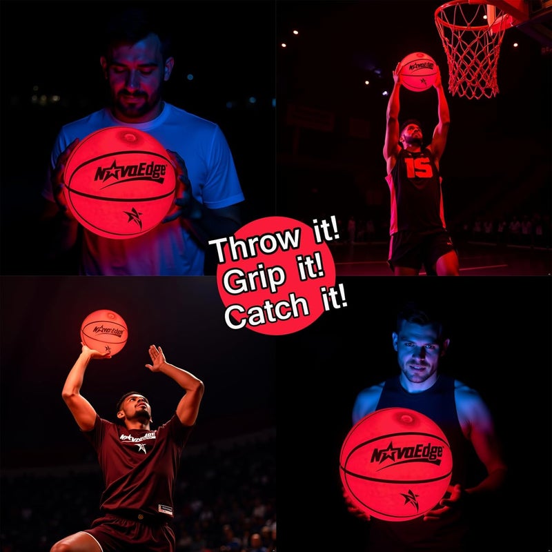 NovaEdge Glow in The Dark Sports Ball | USB-C Rechargeable LED Light-Up for Night, Regular Play by Day | Choose Football, Basketball or Soccer Ball | for Kids, Teens & Adults - Image 3